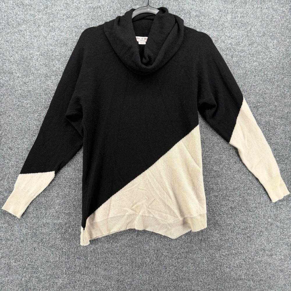 Olivia & Grace Sweater Womens S Cashmere Black Colorblock Pullover Soft Classic‎